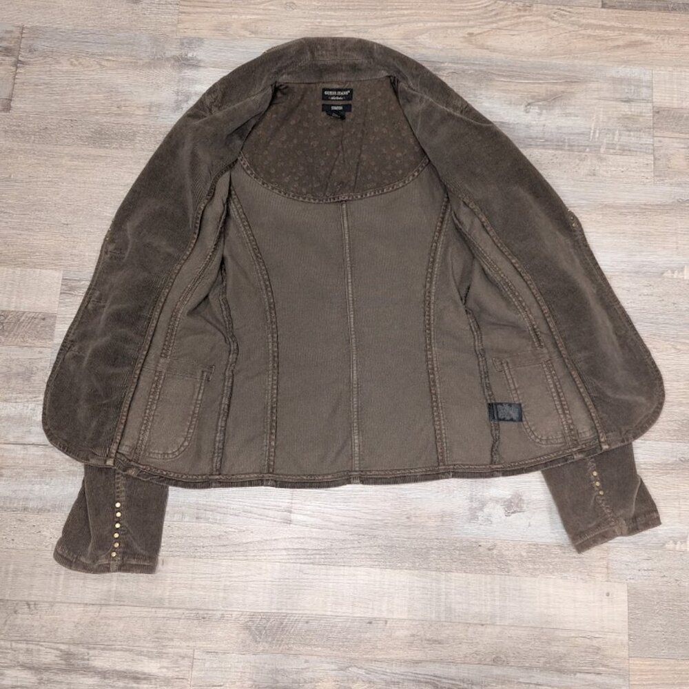 Vintage Guess Jeans * Womens Brown Studded Corduroy Jacket * Sz M - Picture 9 of 11